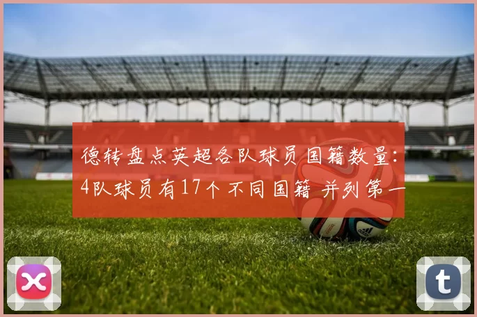 德转盘点英超各队球员国籍数量：4队球员有17个不同国籍 并列第一